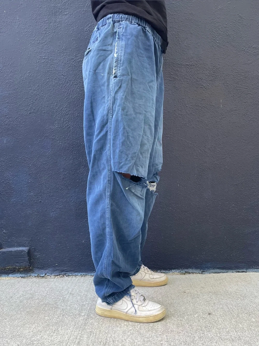 Baggy blue The North Face 100% cotton belted pants men’s large